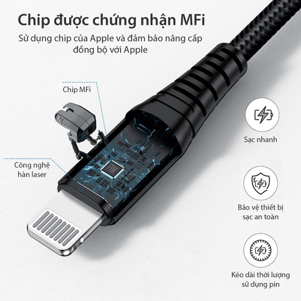 cap usb-c to lightning mfi 1m bagi c94